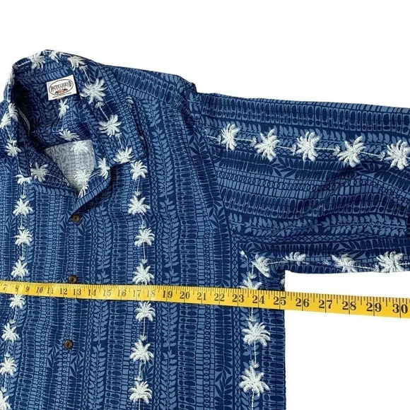 Pacific Legend Hawaiian Short Sleeve Button Down Shirt XL Blue White Palm Trees - Picture 11 of 16